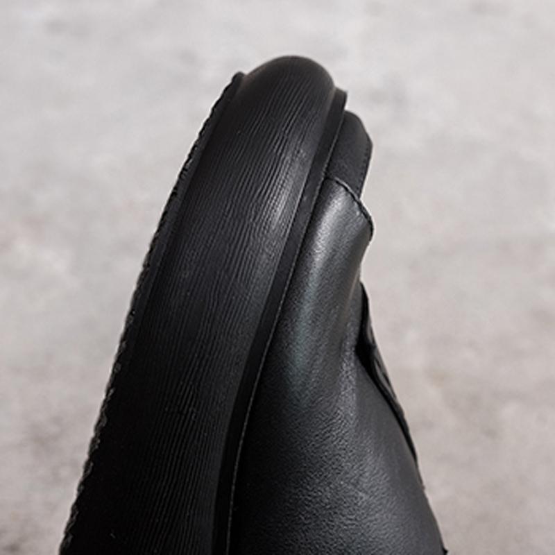 Sewing Platform Casual Leather Slippers