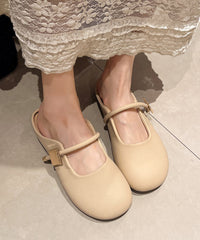 Casual Comfy Splicing Beige Faux Leather Slide Sandals