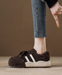 Casual Red Suede Lace Up Splicing Flat Shoes