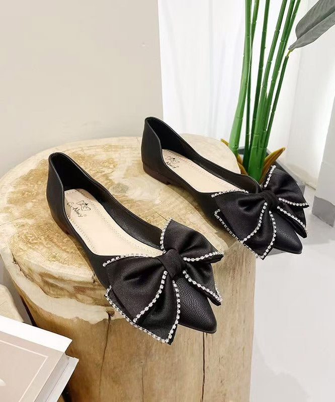 Black Bow Splicing Comfy Flat Shoes