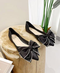Black Bow Splicing Comfy Flat Shoes