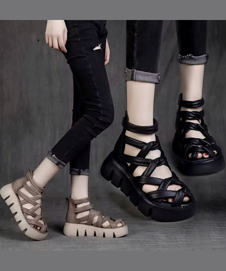 Summer Black Hollow Out Roman Sandals