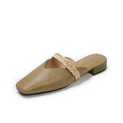 Summer Leather Handmde Wedge Slippers