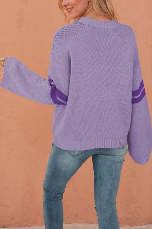 Heart-shaped Jacquard Long-sleeved Loose Knit Sweater