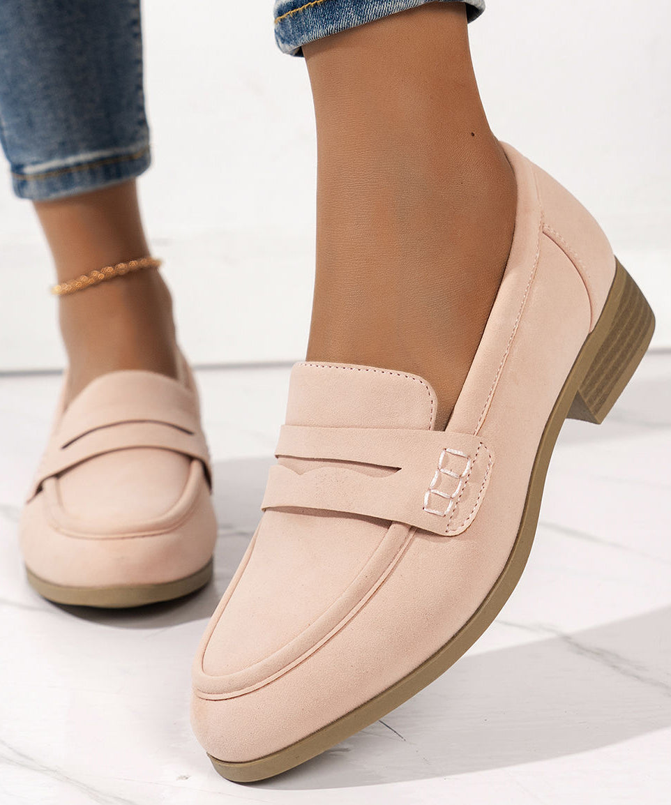 Pink Suede Solid Cozy Flat Shoes For Women Loafer Shoes