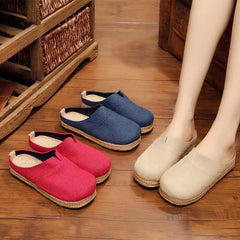 Boutique Flat Shoes For Red Cotton Linen Fabric Slippers Shoes