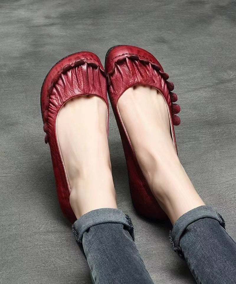 Handmade Retro Mulberry Flat Shoes For Cowhide Leather