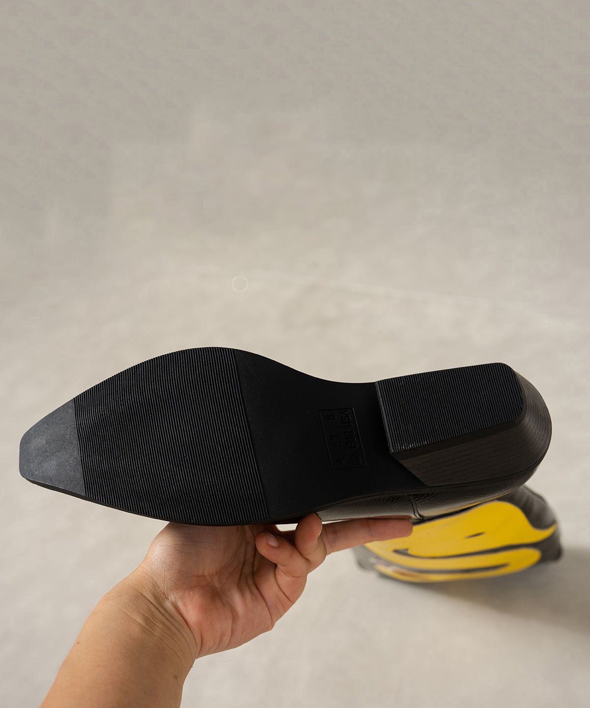 Chic Black Boots Chunky Faux Leather Splicing Pointed Toe