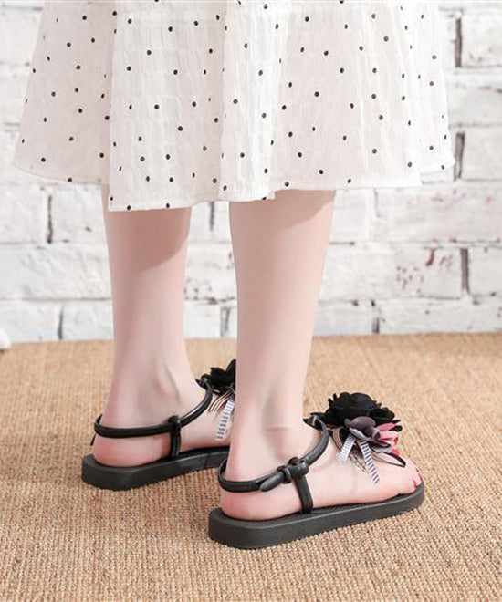 Black Floral Splicing Beach Thong Sandals