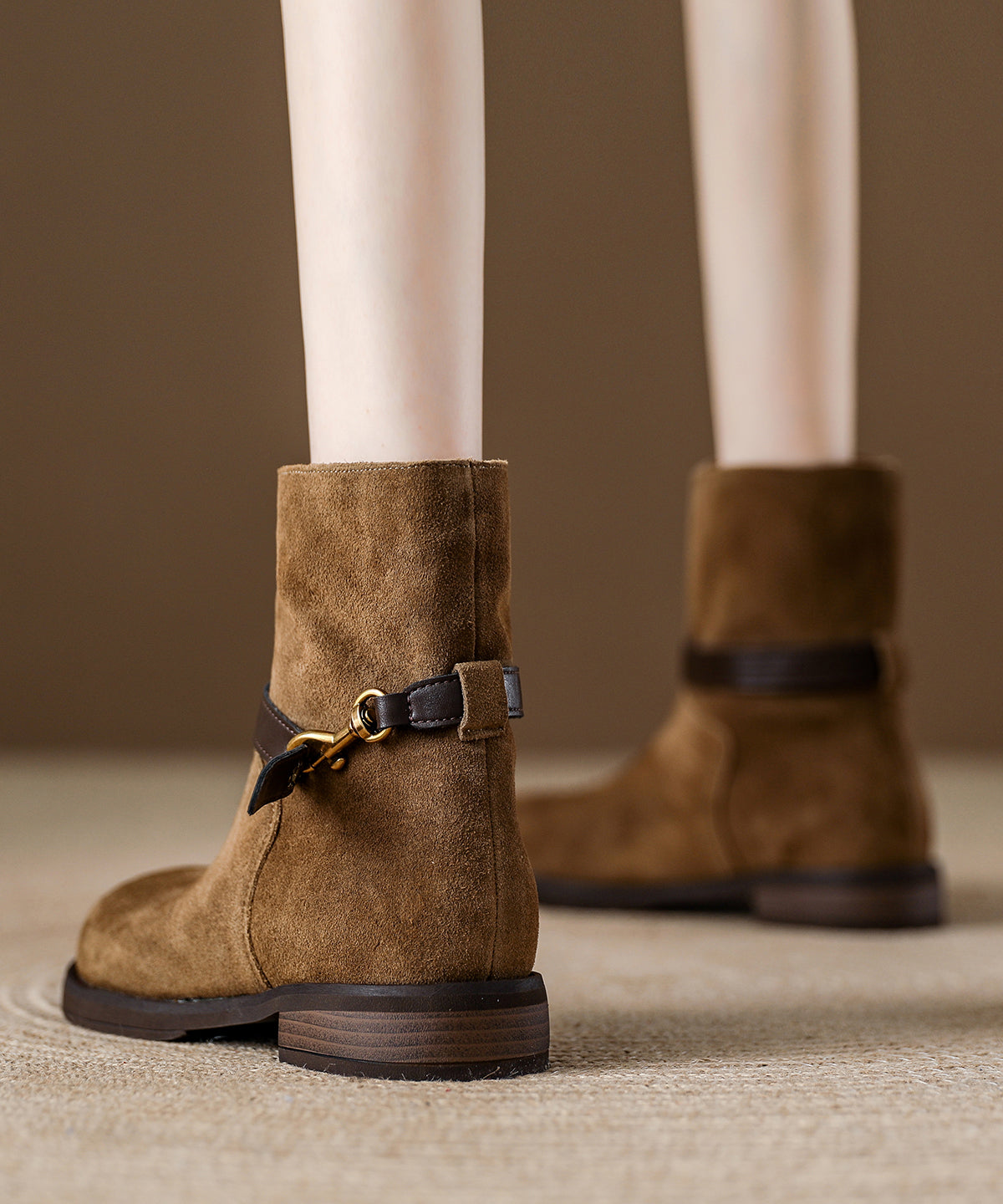 Boutique Khaki Suede Splicing Comfy Boots