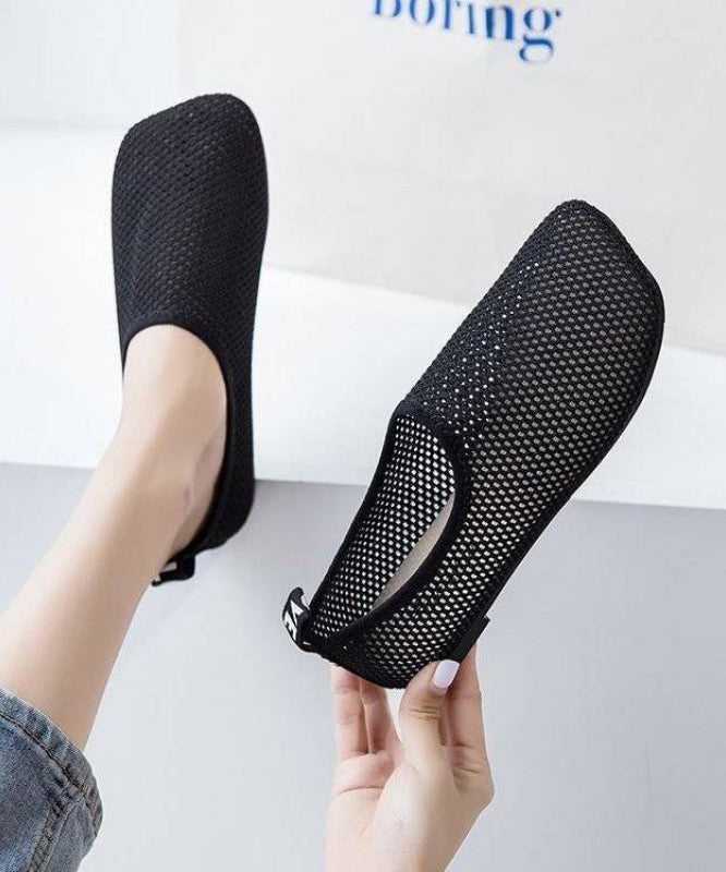 Comfortable Black Flat Shoes Breathable Mesh