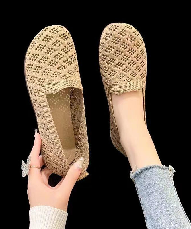 Beige Breathable Mesh Comfy Splicing Flat Feet Shoes