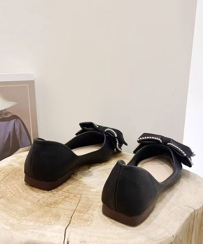 Black Bow Splicing Comfy Flat Shoes