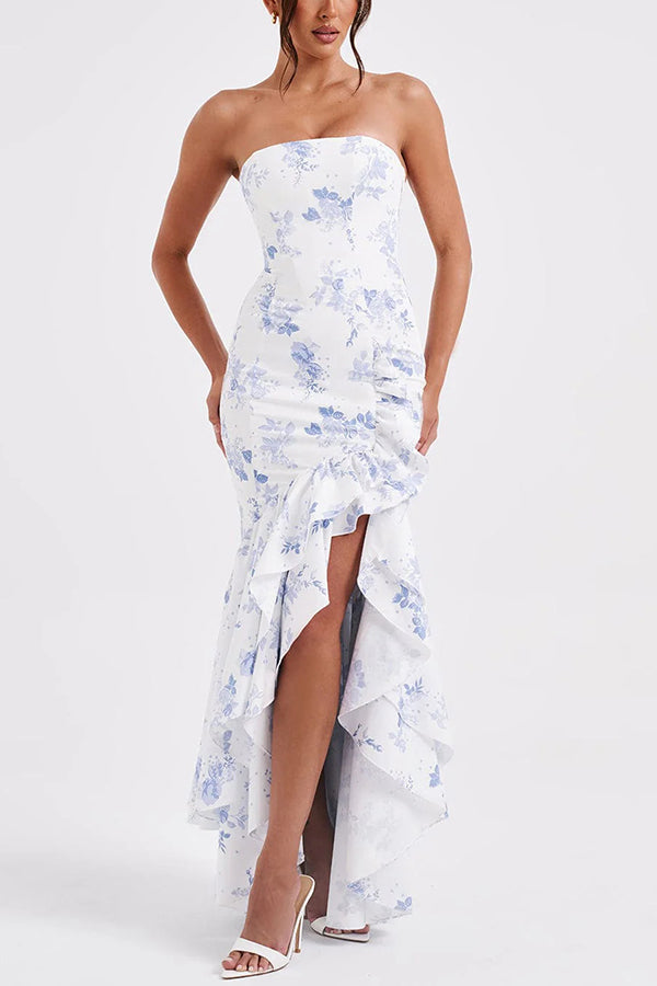 off shoulder, off shoulder strapless, hip hugging, irregular wave party dress