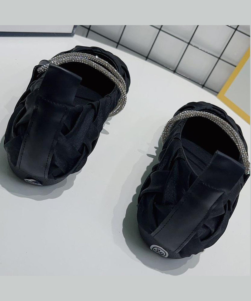 Black Wrinkled Comfy Flat Shoes