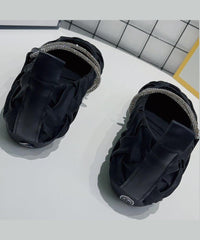Black Wrinkled Comfy Flat Shoes
