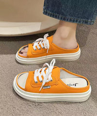 Stylish Green Lace up Canvas Slide Sandals