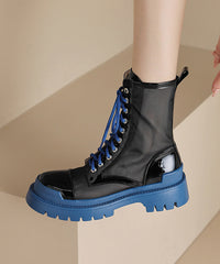 Yellow Lace Up Chunky Breathable Mesh Splicing Boots