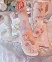 Original Design Flower Butterfly Zircon Slide Sandals Peep Toe