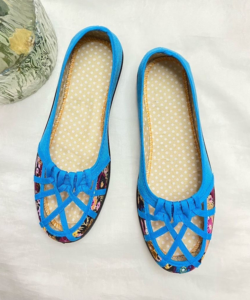 Green Comfortable Splicing Flat Shoes Hollow Out