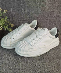 Versatile White Splicing Flat Shoes Cross Strap