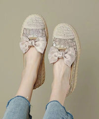 Black Bow Stylish Splicing Platform Flat Shoes For Women