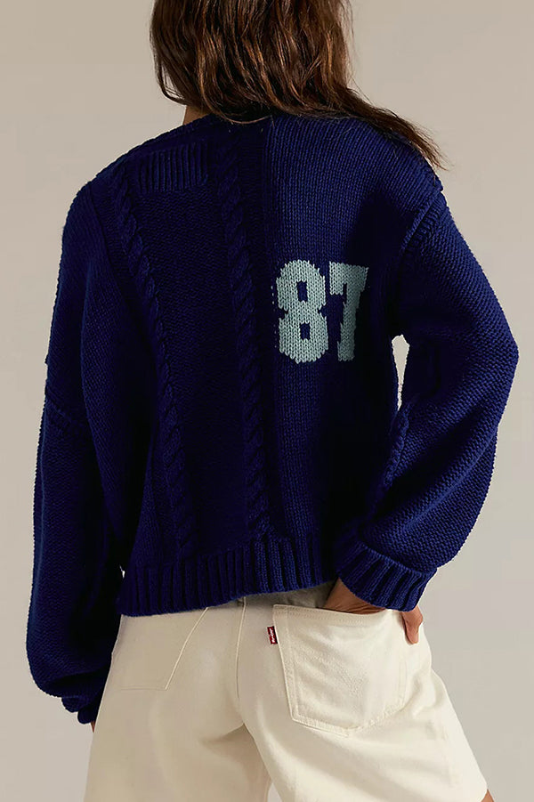 Digital Jacquard Loose Long-sleeved Knit Sweater
