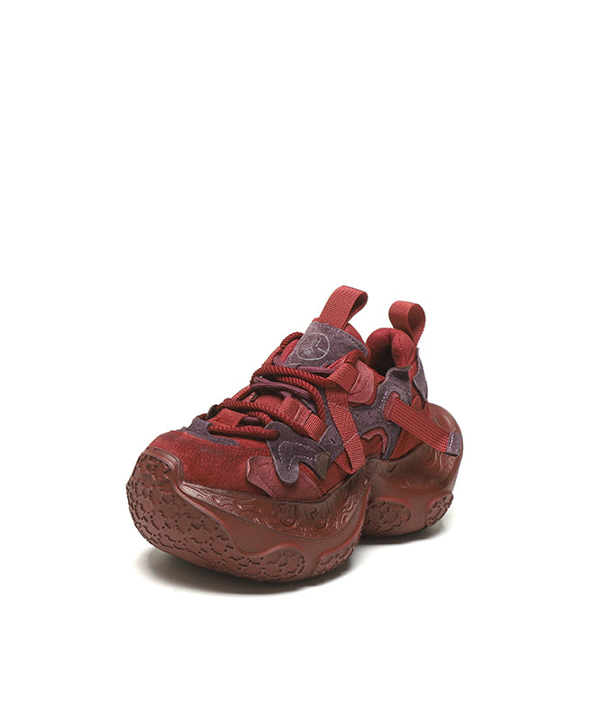 Yellow Platform Shoes Suede Casual Splicing Lace Up