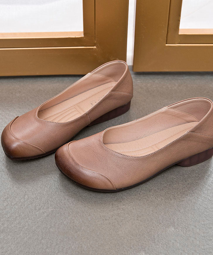 Soft Cowhide Leather Flat Shoes For Splicing Flat Feet Shoes
