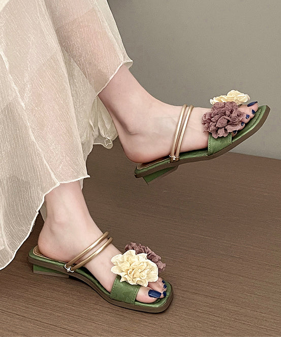 French Gold Flower Comfortable Slide Sandals