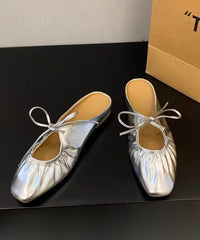 Yellow Faux Leather Comfortable Splicing Wrinkled Slide Sandals