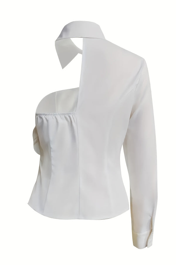 Three-dimensional Floral Collared Single-sleeve Casual Shirt