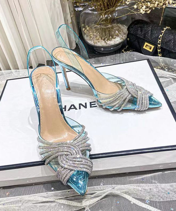 Sexy Stiletto Sandals Rose Pointed Toe Zircon