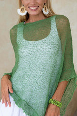 Solid Color Loose-fitting See-through Irregular Casual Cover-up