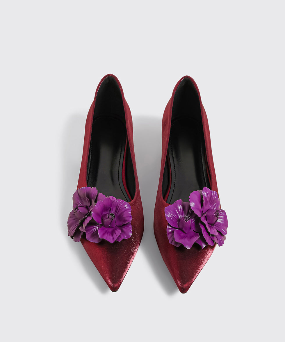 Champagne Faux Leather Floral Splicing Flat Feet Shoes