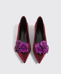 Champagne Faux Leather Floral Splicing Flat Feet Shoes