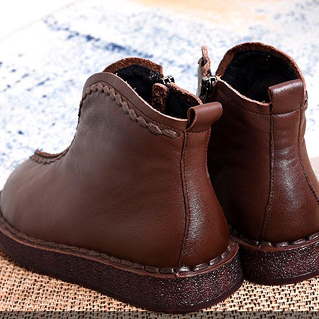 Leather Vintage Ethnic Style Soft Ankle Boots ( Added plush styles)