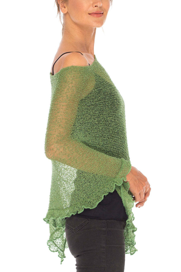 Solid Color Loose-fitting See-through Irregular Casual Cover-up