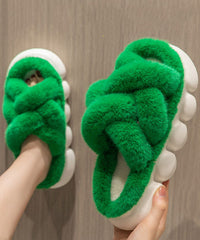 White Fuzzy Fur Slippers Shoes Platform