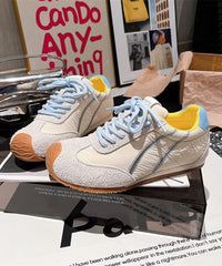 Casual Comfy Lace Up Splicing Sport Shoes For Blue Suede