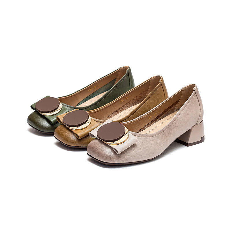 Spring Summer Retro Leather Wedge Casual Shoes