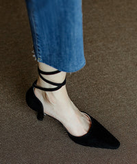 Sexy Leopard Lace Up High Heel Suede Sandals