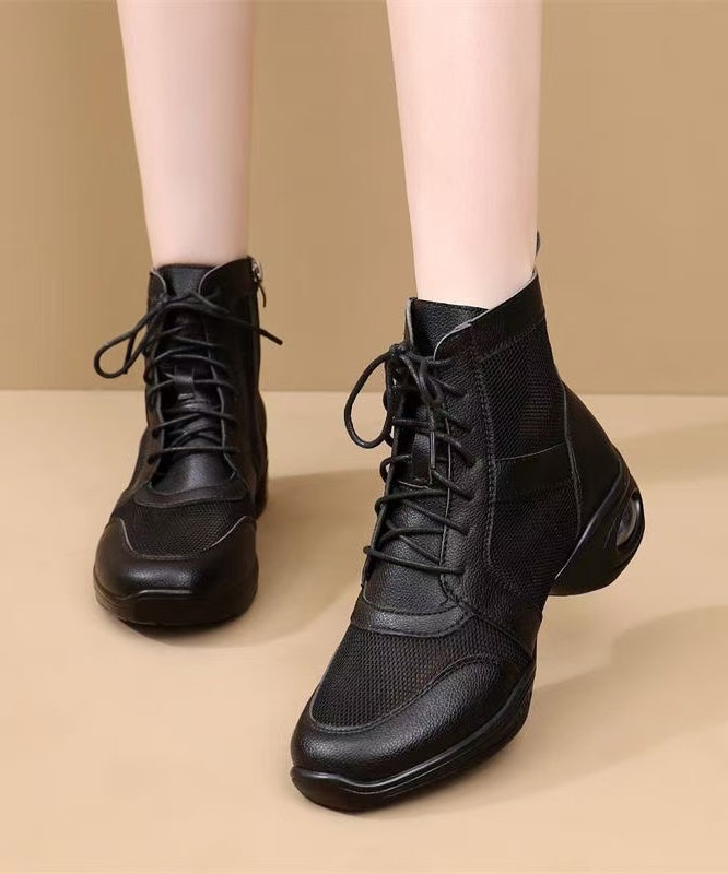 White Chunky Breathable Mesh Splicing Boots Lace Up