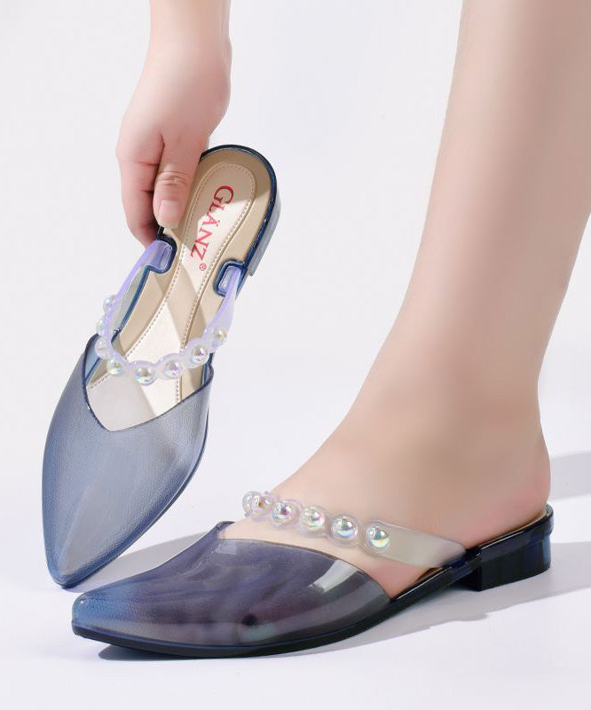 New Purple Nail Bead Splicing Slide Sandals Pointed Toe