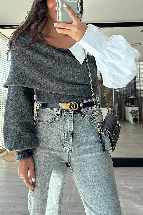 Patchwork Contrasting Long-sleeved V-neck Casual Sweater