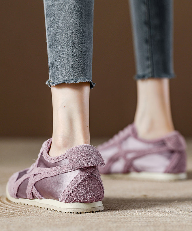 Purple Suede Splicing Comfortable Flats Lace Up