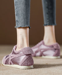 Purple Suede Splicing Comfortable Flats Lace Up