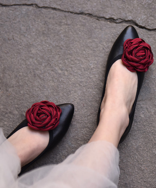 Apricot Flat Shoes For Splicing Floral Pointed Toe