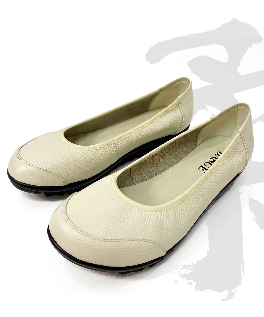 Beautiful Comfortable Flat Shoes For Rose Cowhide Leather