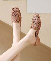 Apricot Hollow Out Breathable Slide Sandals